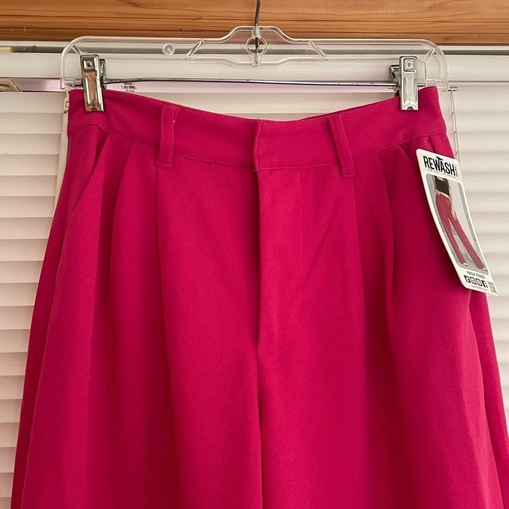 Rewash Puddle Trouser Pleated Wide Leg Pink Office Workwear Size Small